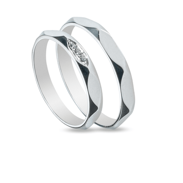 Βέρες Σετ Λευκόχρυσες με Ζιργκόν MASCHIO FEMMINA SL44 - themelidisjewels